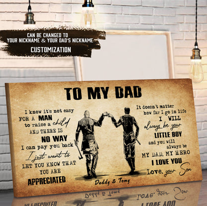 (CV48) TO MY DAD- I KNOW IT IS NOT EASY- SON- DRAGON BALL - GOKU - VIKING - CANVAS POSTER