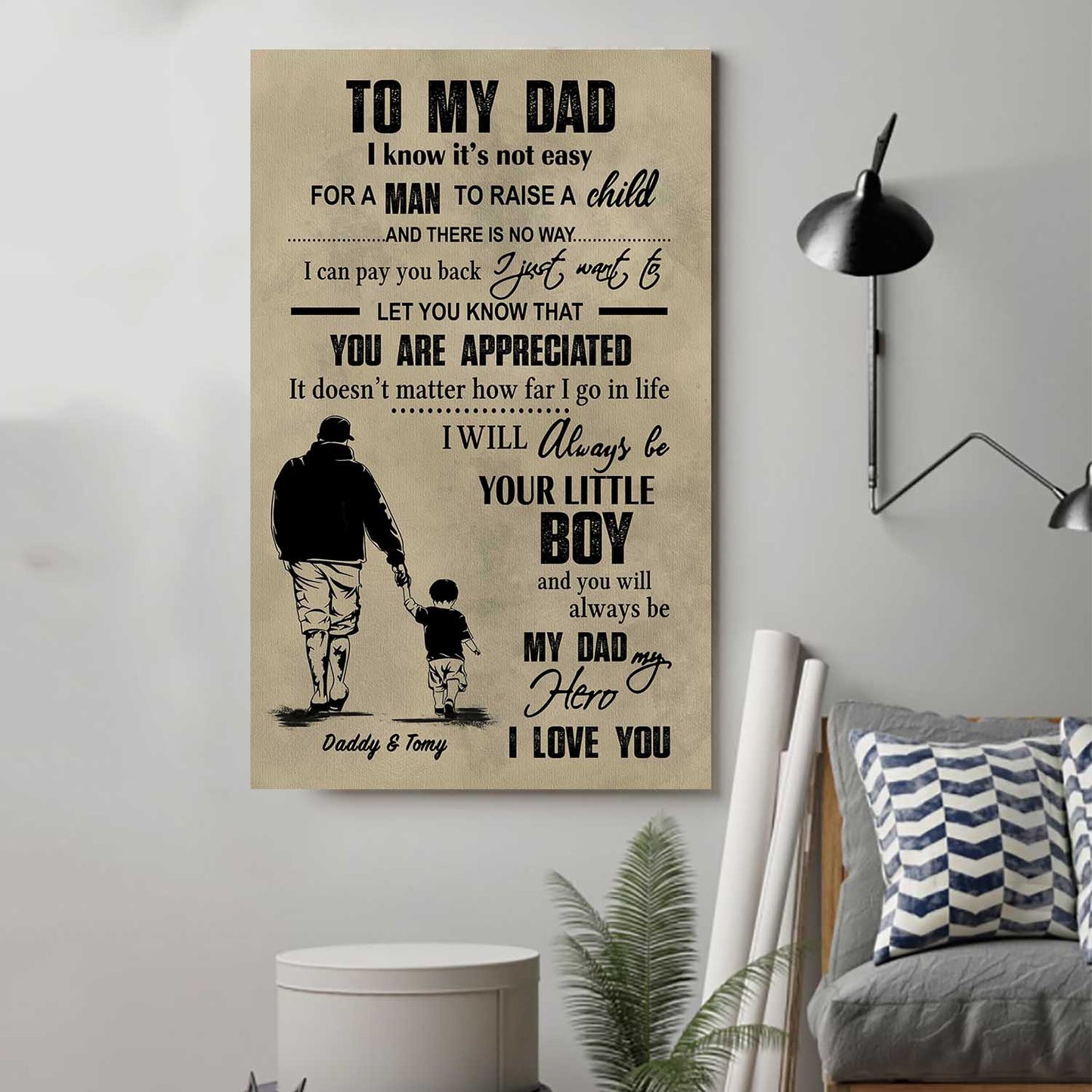 (CV29D) TO MY DAD- SON - DRAGON BALL- SOLDIER-FAMILY -DAD SON- GOKU - VIKING - VERTICAL- CANVAS POSTER