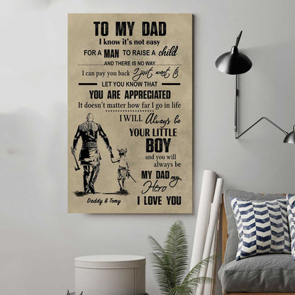 (CV29D) TO MY DAD- SON - DRAGON BALL- SOLDIER-FAMILY -DAD SON- GOKU - VIKING - VERTICAL- CANVAS POSTER
