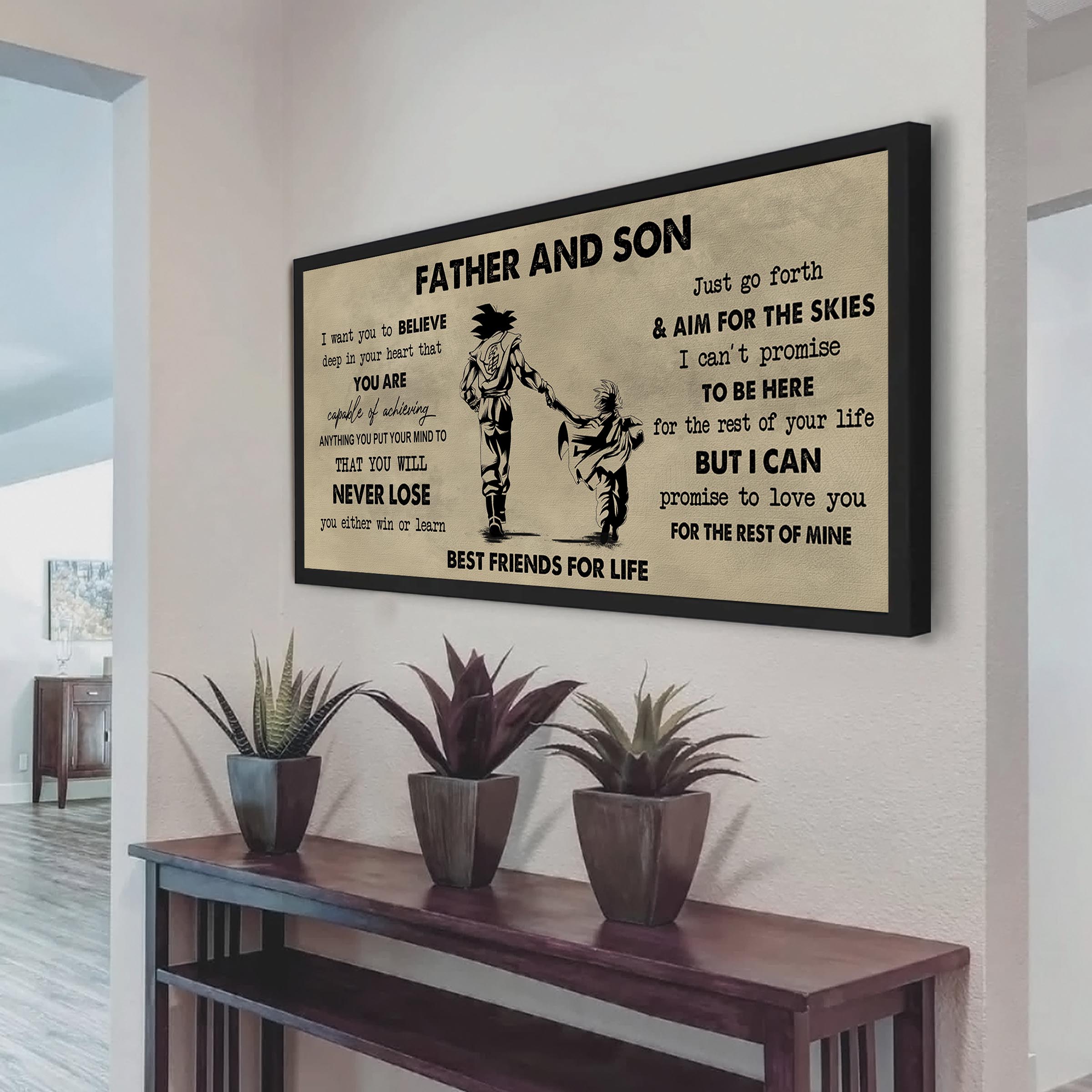 (NV1) TO MY SON-FATHER AND SON- NEVER LOSE- DRAGON BALL - GOKU - FAMILY -CANVAS POSTER