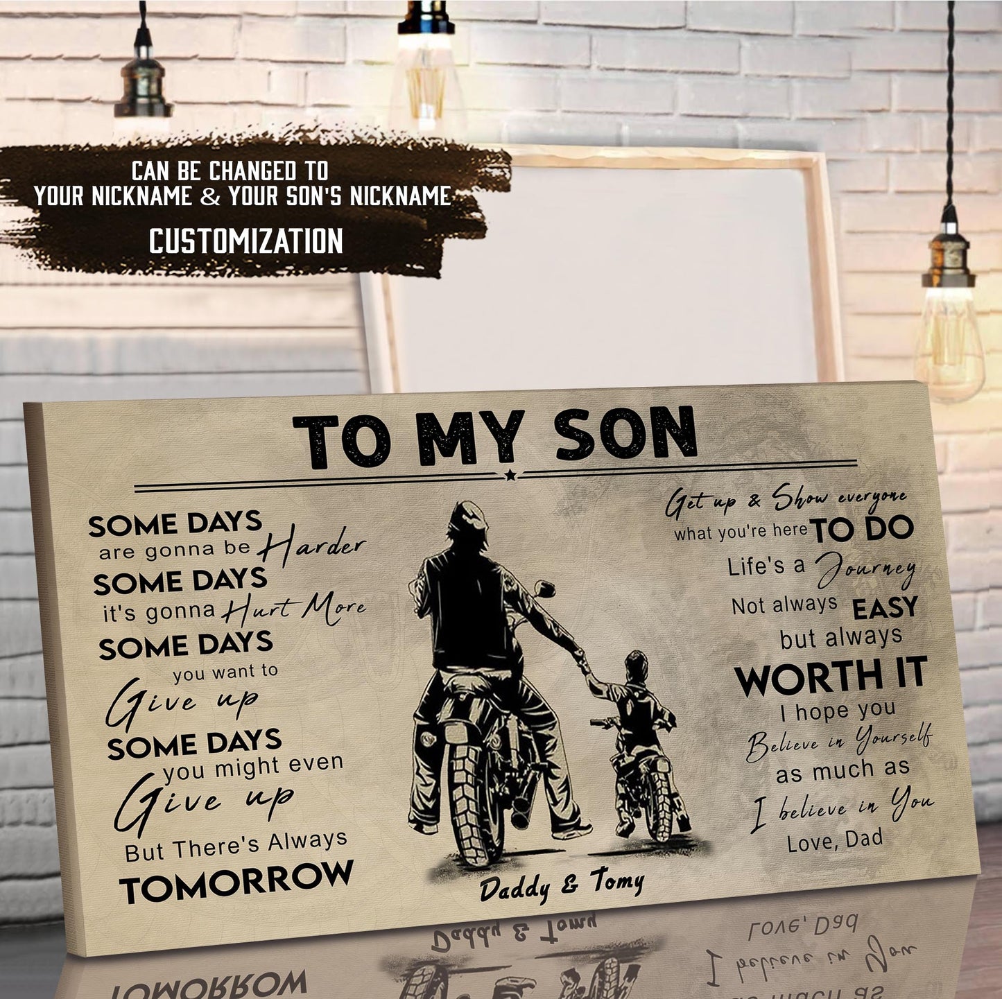 (CV41) TO MY DAD- SON- DRAGON BALL - GOKU - VIKING - BIKER- PICOLO- CANVAS POSTER