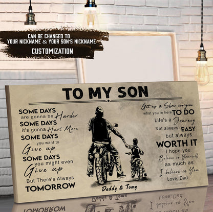 (CV41) TO MY DAD- SON- DRAGON BALL - GOKU - VIKING - BIKER- PICOLO- CANVAS POSTER