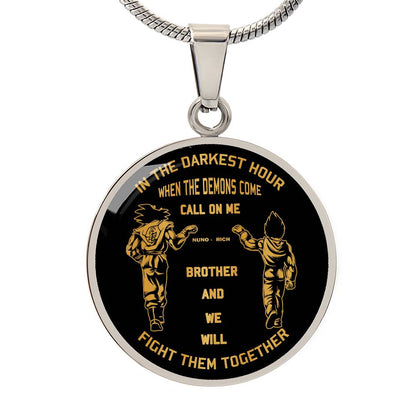 BR21 BR Call on me Brother - Dragon ball Goku Vegeta - Soldier - Engraved Dog Tag 18K Dog Tag Necklace gold all style