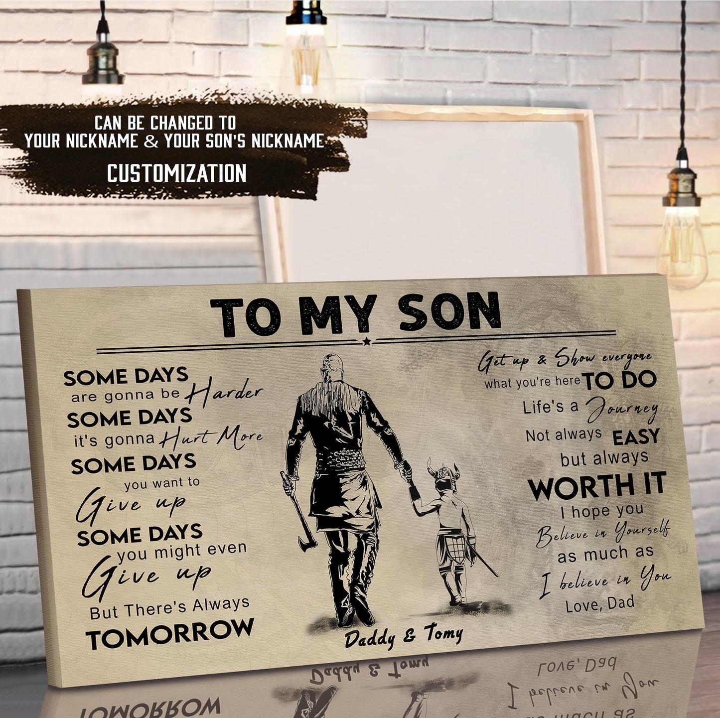 (CV41) TO MY DAD- SON- DRAGON BALL - GOKU - VIKING - BIKER- PICOLO- CANVAS POSTER