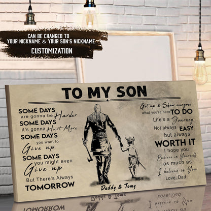 (CV41) TO MY DAD- SON- DRAGON BALL - GOKU - VIKING - BIKER- PICOLO- CANVAS POSTER