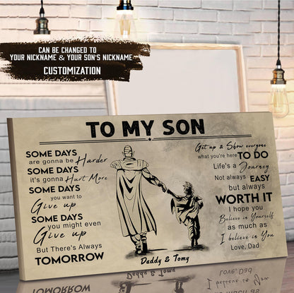 (CV41) TO MY DAD- SON- DRAGON BALL - GOKU - VIKING - BIKER- PICOLO- CANVAS POSTER