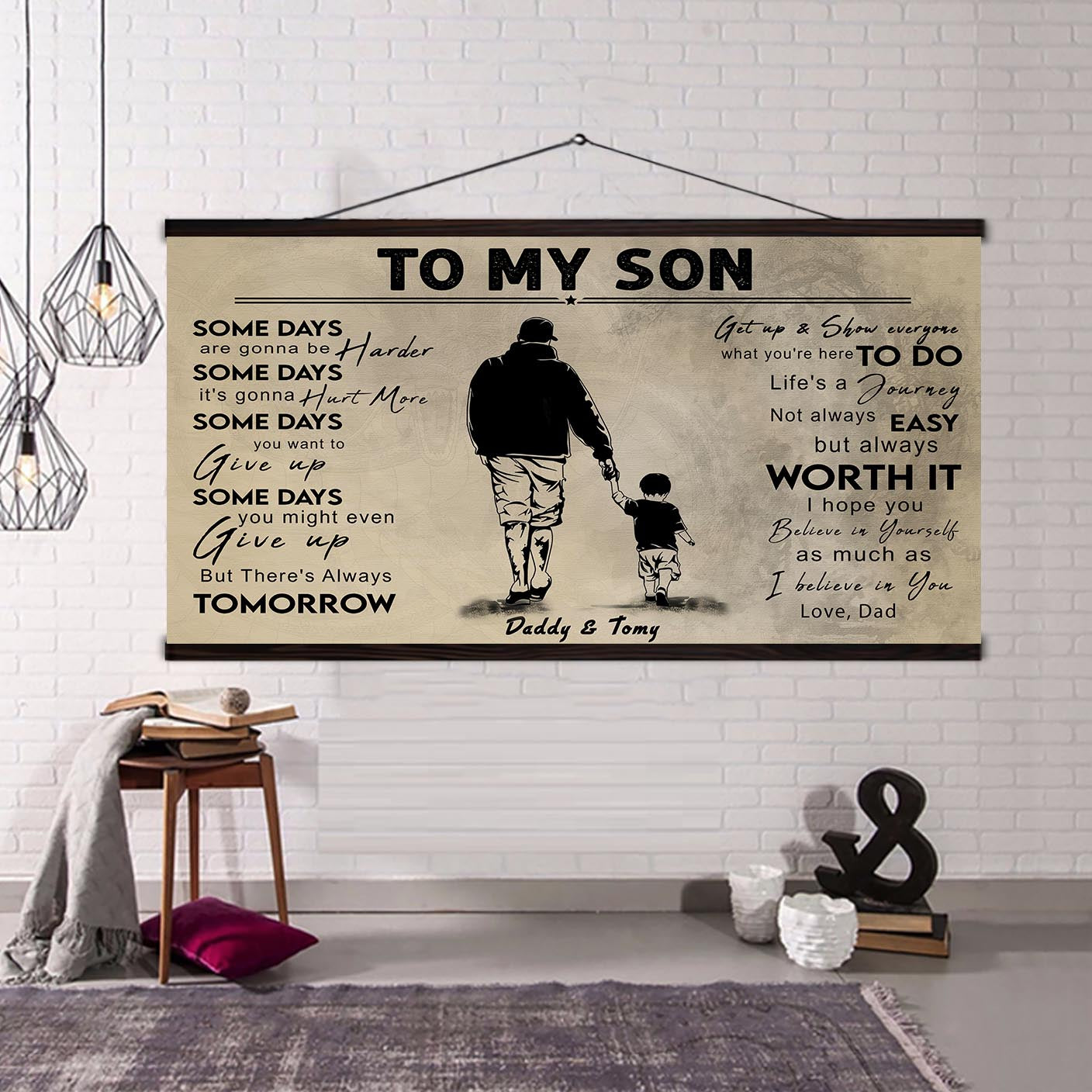 (CV41) TO MY DAD- SON- DRAGON BALL - GOKU - VIKING - BIKER- PICOLO- CANVAS POSTER