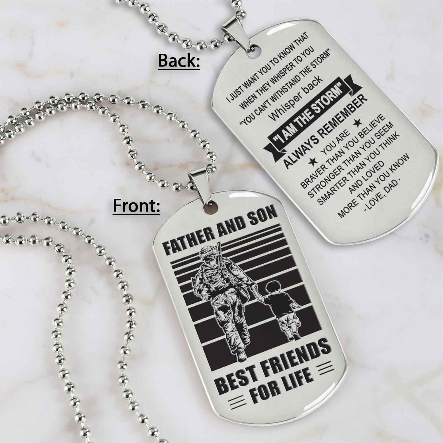 TM12 - Dad Son- Alway remember you are braver than you believe - Dog Tag Two Side- Dragon Ball - Viking-Dad Son- Family