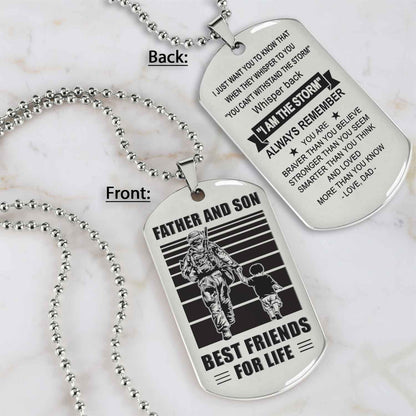TM12 - Dad Son- Alway remember you are braver than you believe - Dog Tag Two Side- Dragon Ball - Viking-Dad Son- Family
