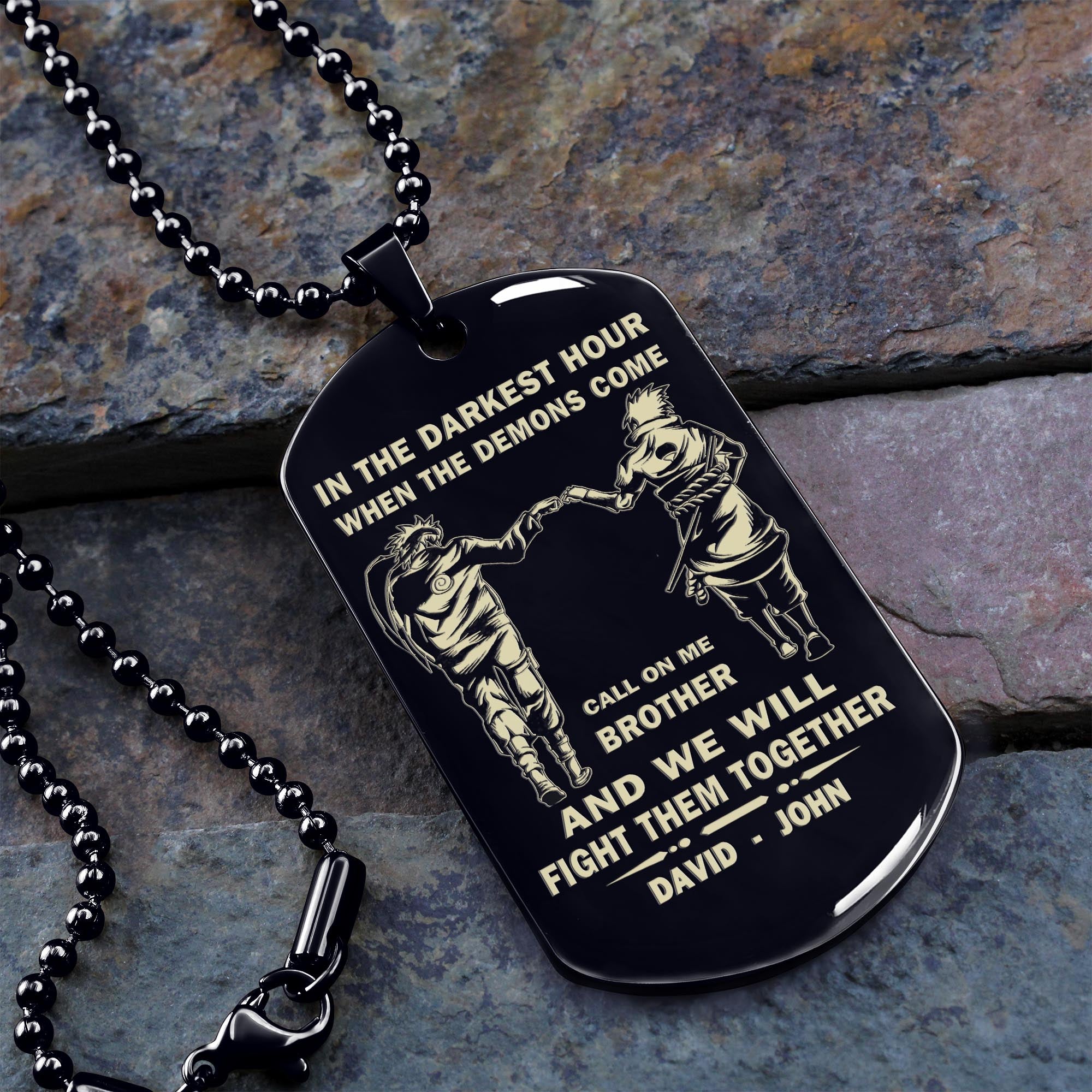 BR2n -Call on me Brother - Dragon ball - Goku - Vegeta- Soldier - Naruto - Engraved Dog Necklace All Style