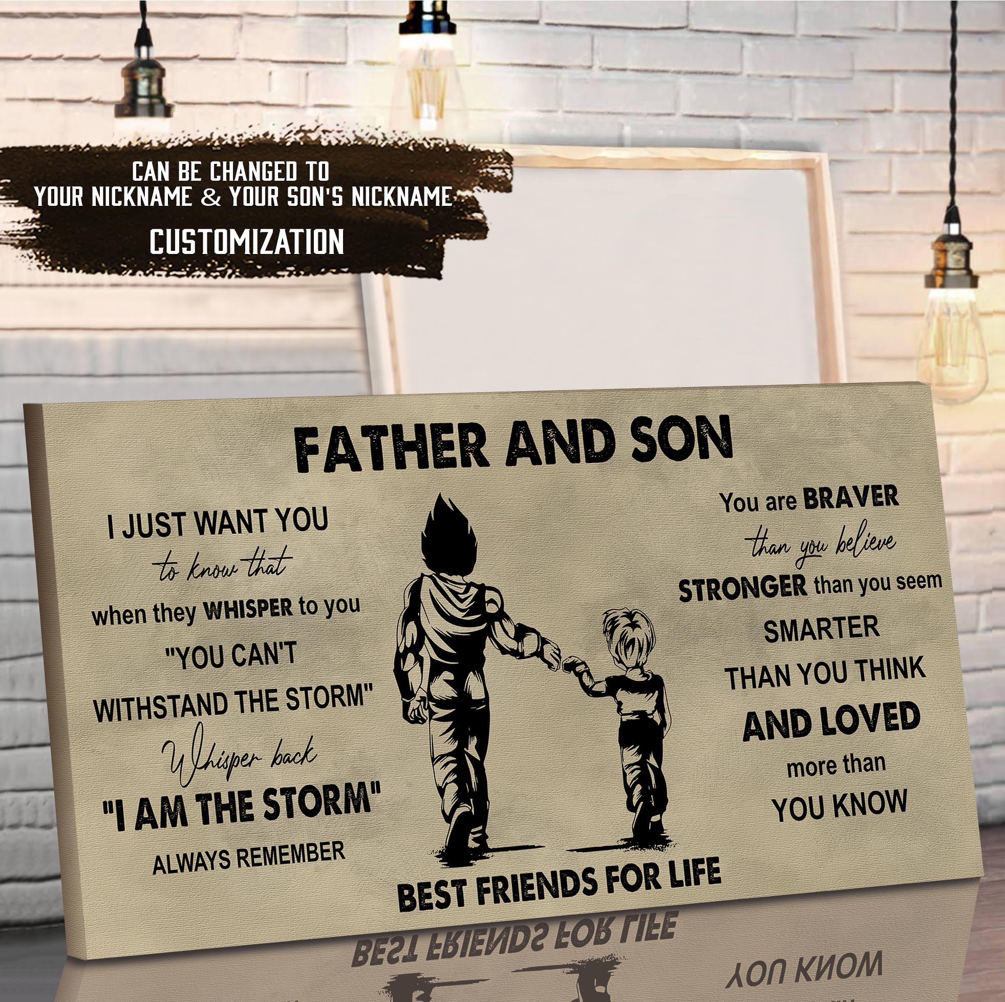 (NV3) TO MY SON-FATHER AND SON- YOU ARE BRAVER THAN YOU BELIEVE- DRAGON BALL - GOKU - FAMILY -CANVAS POSTER