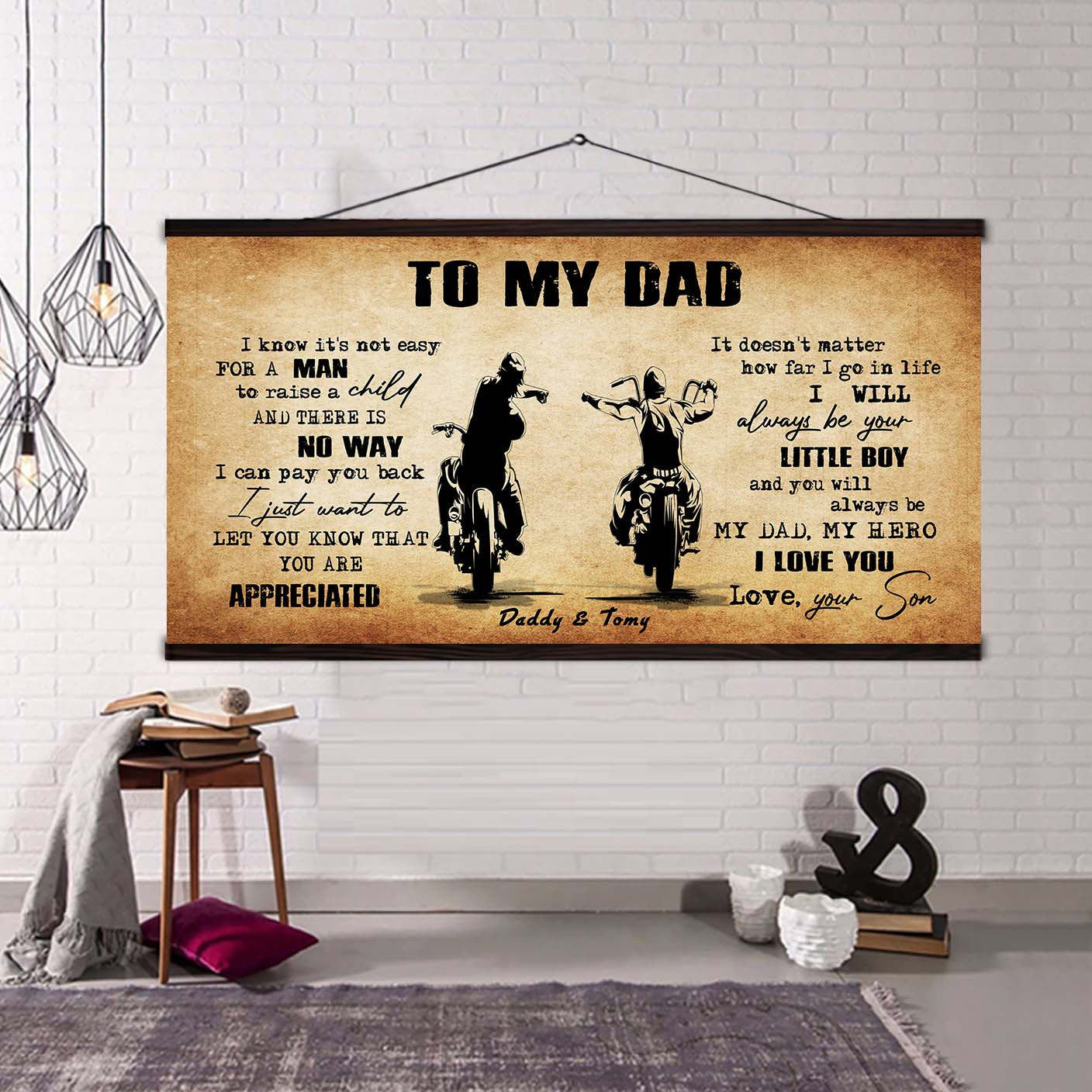 (CV48) TO MY DAD- I KNOW IT IS NOT EASY- SON- DRAGON BALL - GOKU - VIKING - CANVAS POSTER