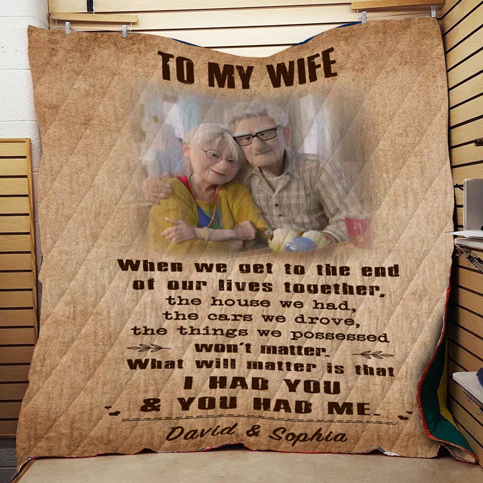 (C1) Carl & Ellie-UP (2009 film) - TO MY WIFE-I HAD YOU AND YOU HAD ME-BLANKET- CANVAS - POSTER -FAMILY- MICKEY-VIKING