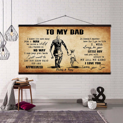 (CV48) TO MY DAD- I KNOW IT IS NOT EASY- SON- DRAGON BALL - GOKU - VIKING - CANVAS POSTER