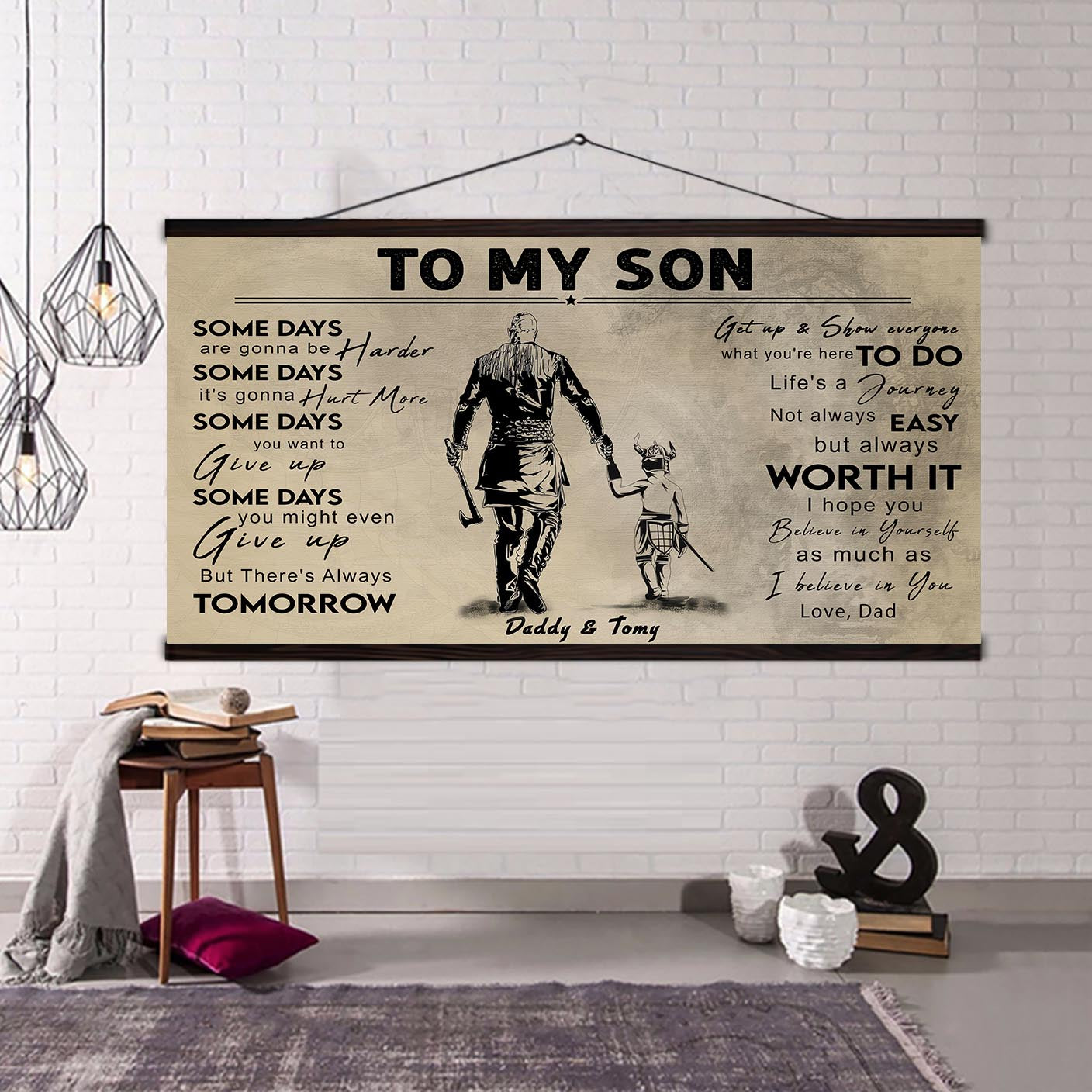 (CV41) TO MY DAD- SON- DRAGON BALL - GOKU - VIKING - BIKER- PICOLO- CANVAS POSTER