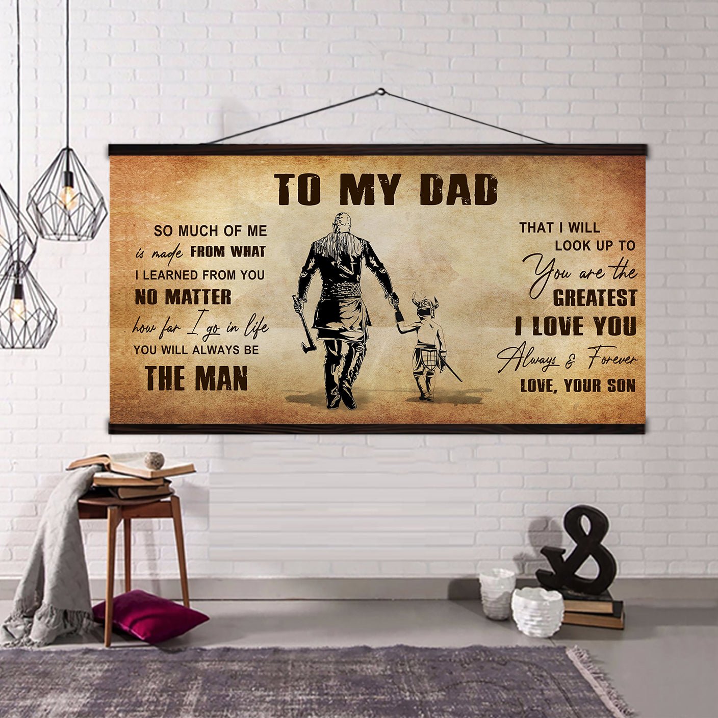 (CV28) TO MY DAD- SON- DRAGON BALL - GOKU - VIKING - CANVAS POSTER