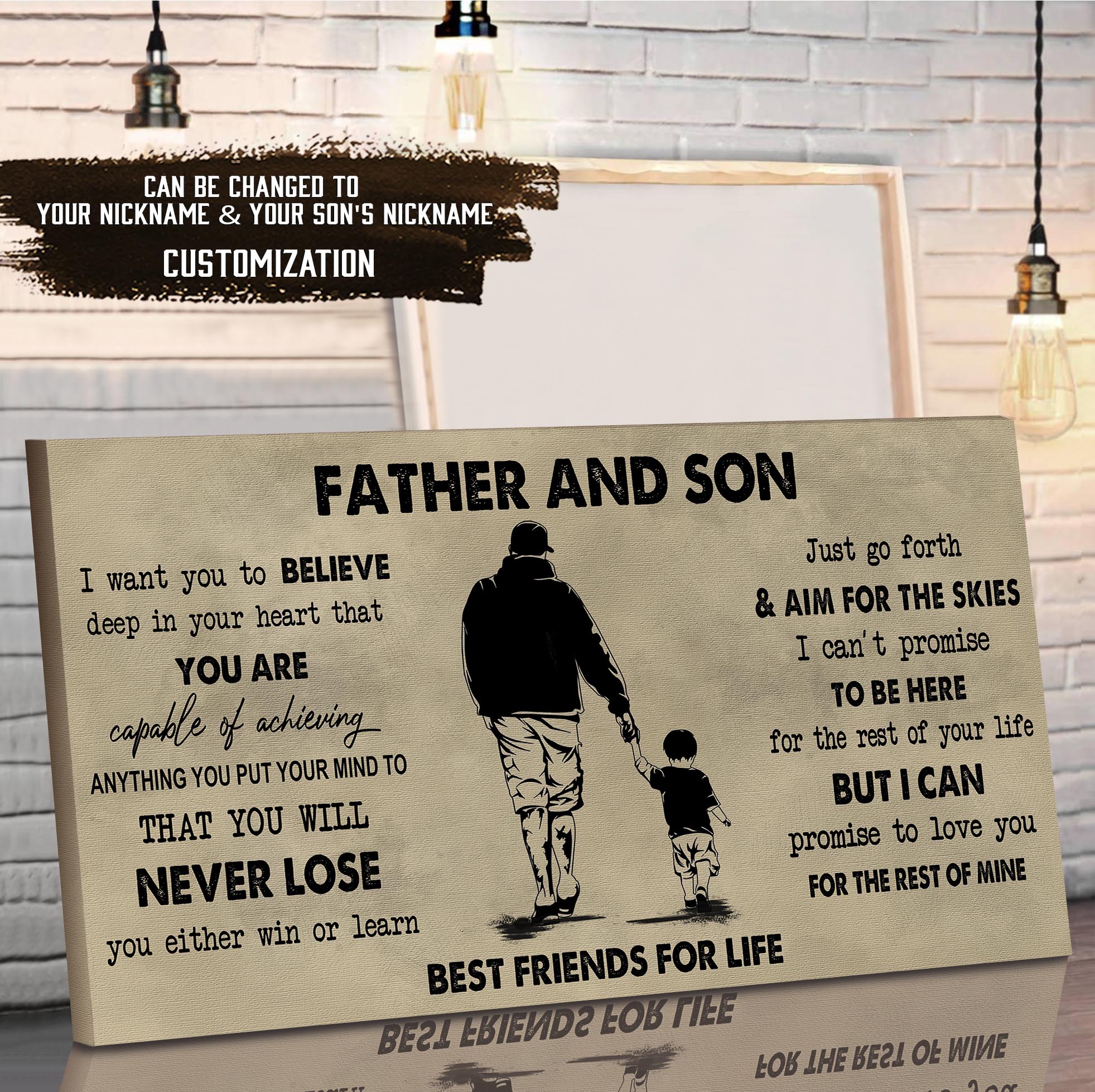 (NV1) TO MY SON-FATHER AND SON- NEVER LOSE- DRAGON BALL - GOKU - FAMILY -CANVAS POSTER