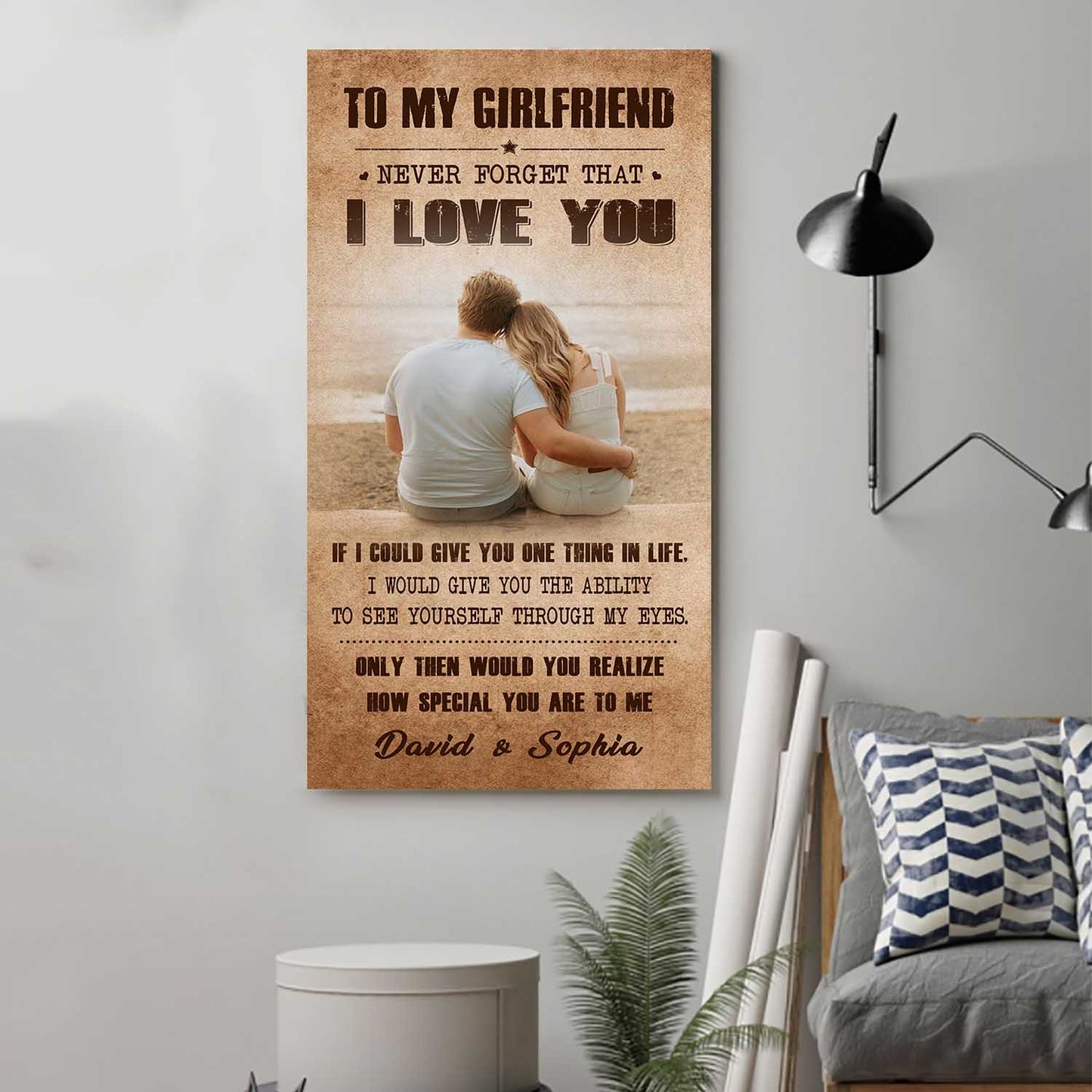 (X21) TO MY GIRLFRIEND-NEVER FORGET THAT I LOVE YOU HOW SPEACIAL YOU ARE TO ME-Carl & Ellie-UP - CANVAS POSTER