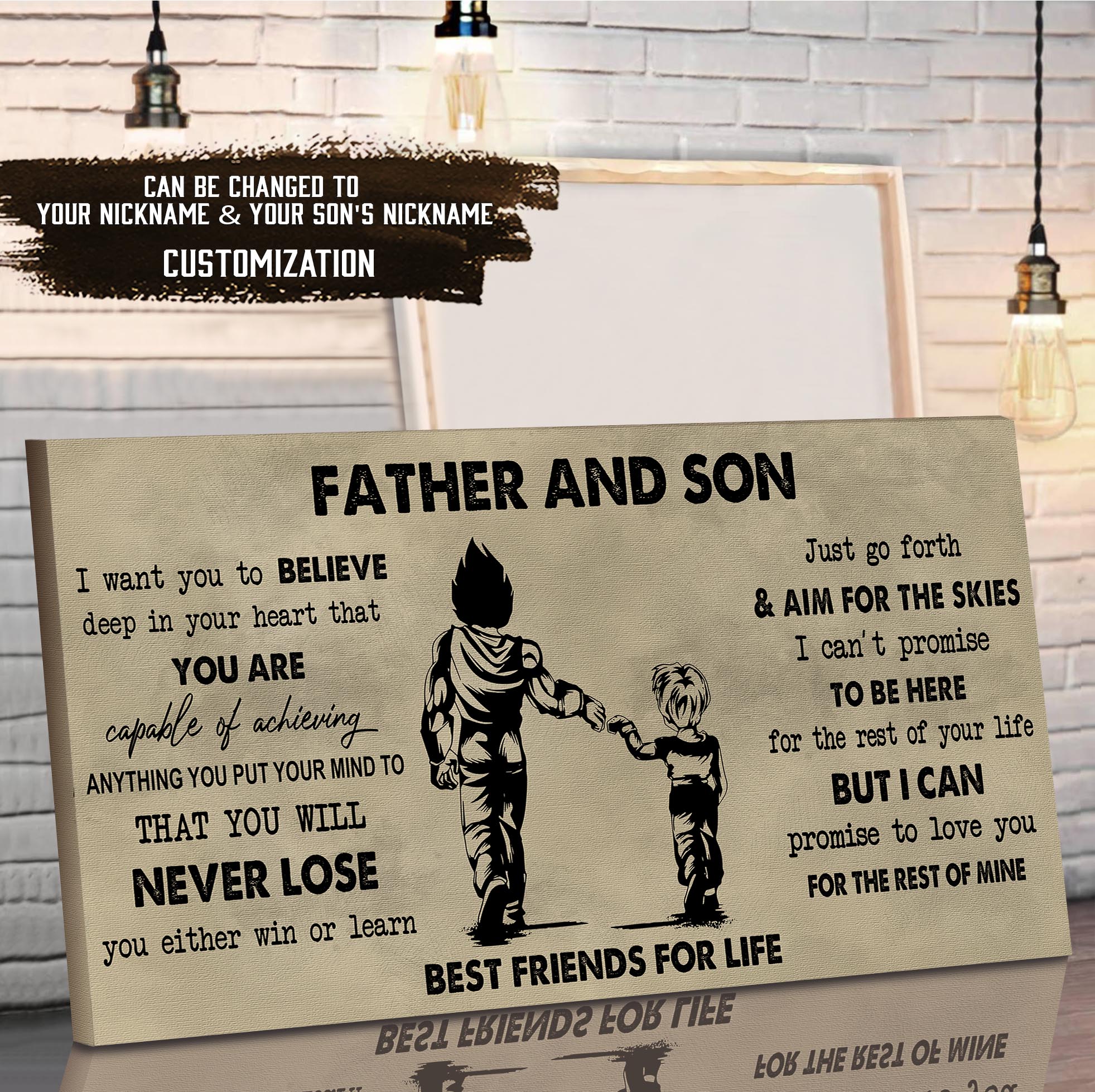 (NV1) TO MY SON-FATHER AND SON- NEVER LOSE- DRAGON BALL - GOKU - FAMILY -CANVAS POSTER