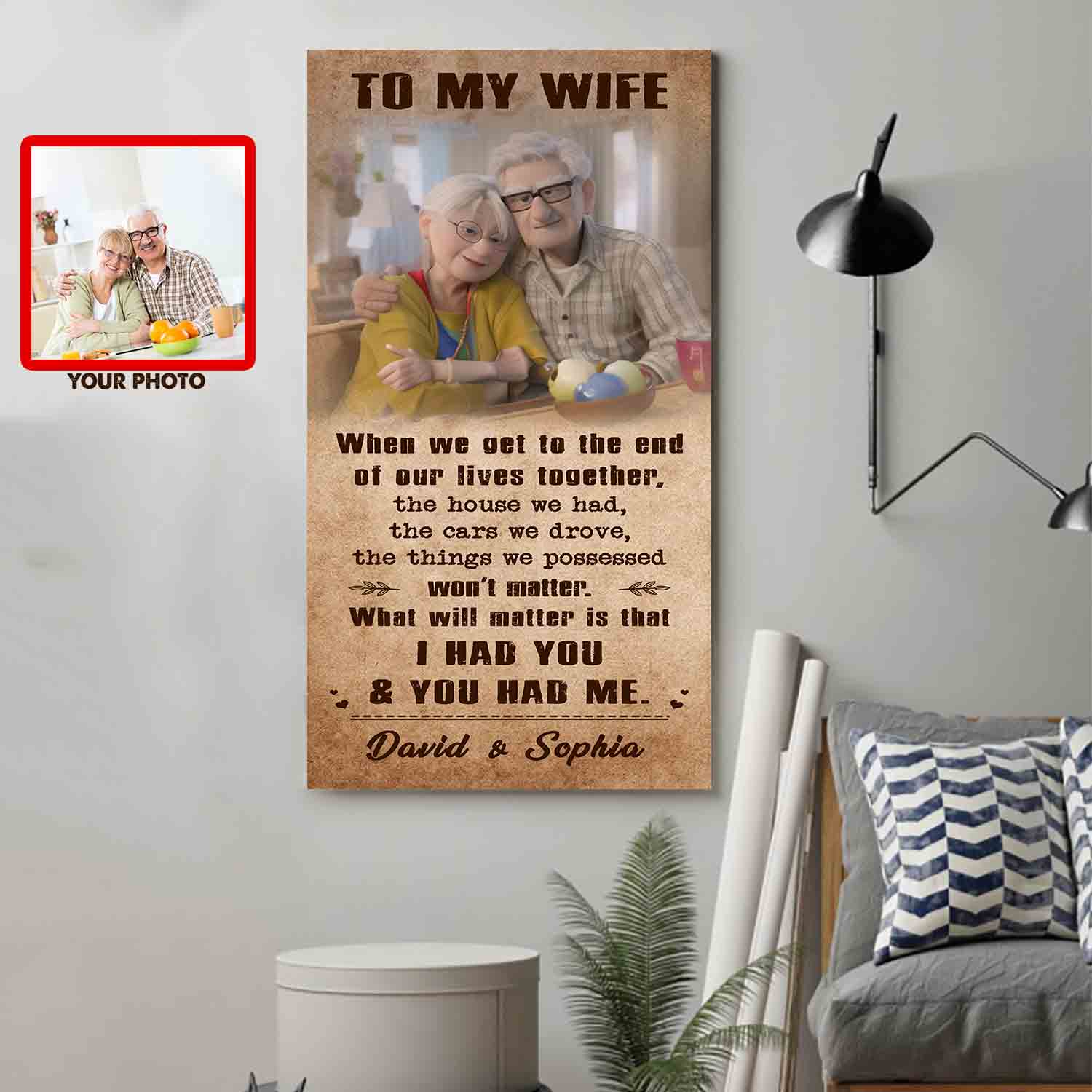 (X1) Carl & Ellie-UP (2009 film) - TO MY WIFE-I HAD YOU AND YOU HAD ME- CANVAS - POSTER