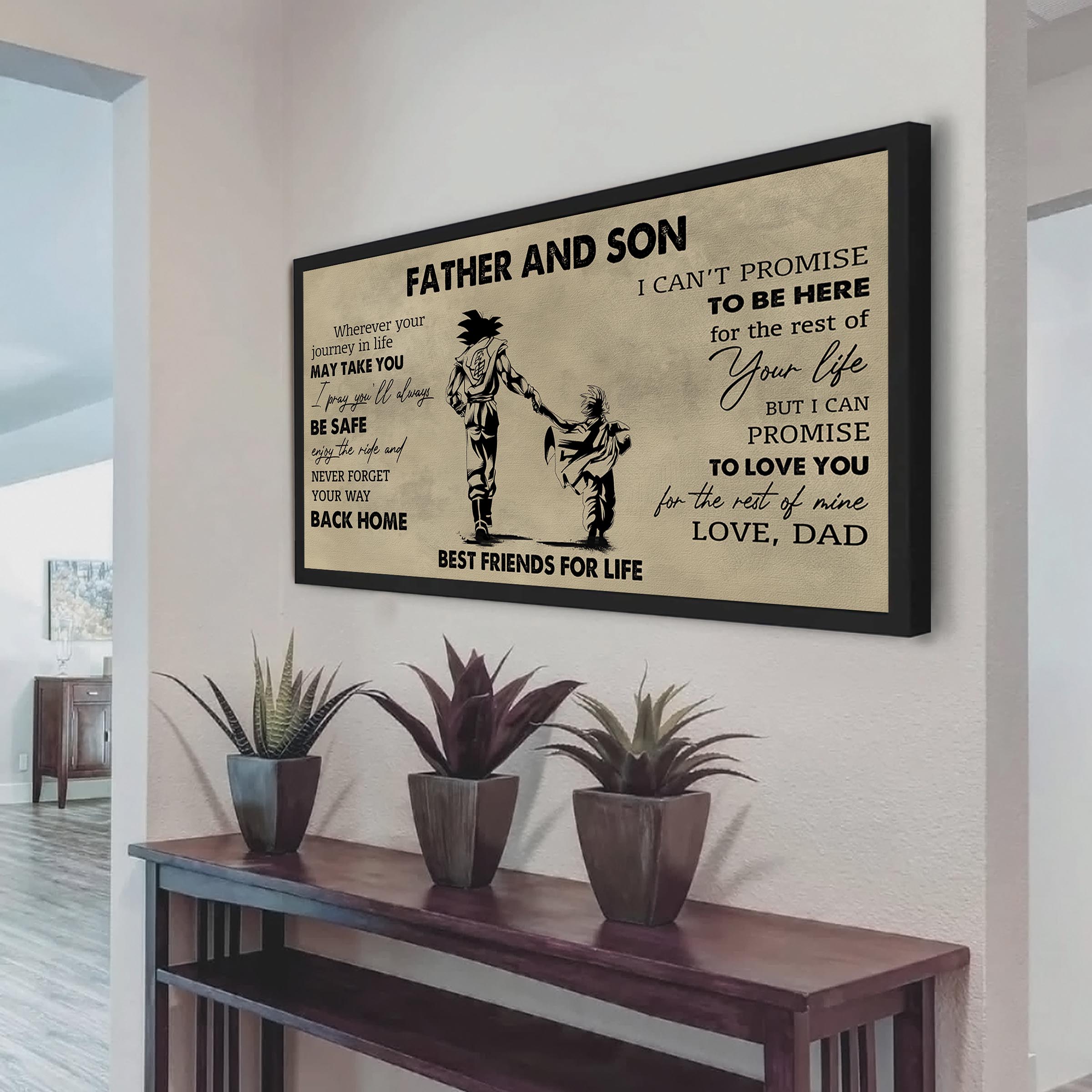 (NV2) TO MY SON-FATHER AND SON- NEVER LOSE- DRAGON BALL - GOKU - FAMILY -CANVAS POSTER