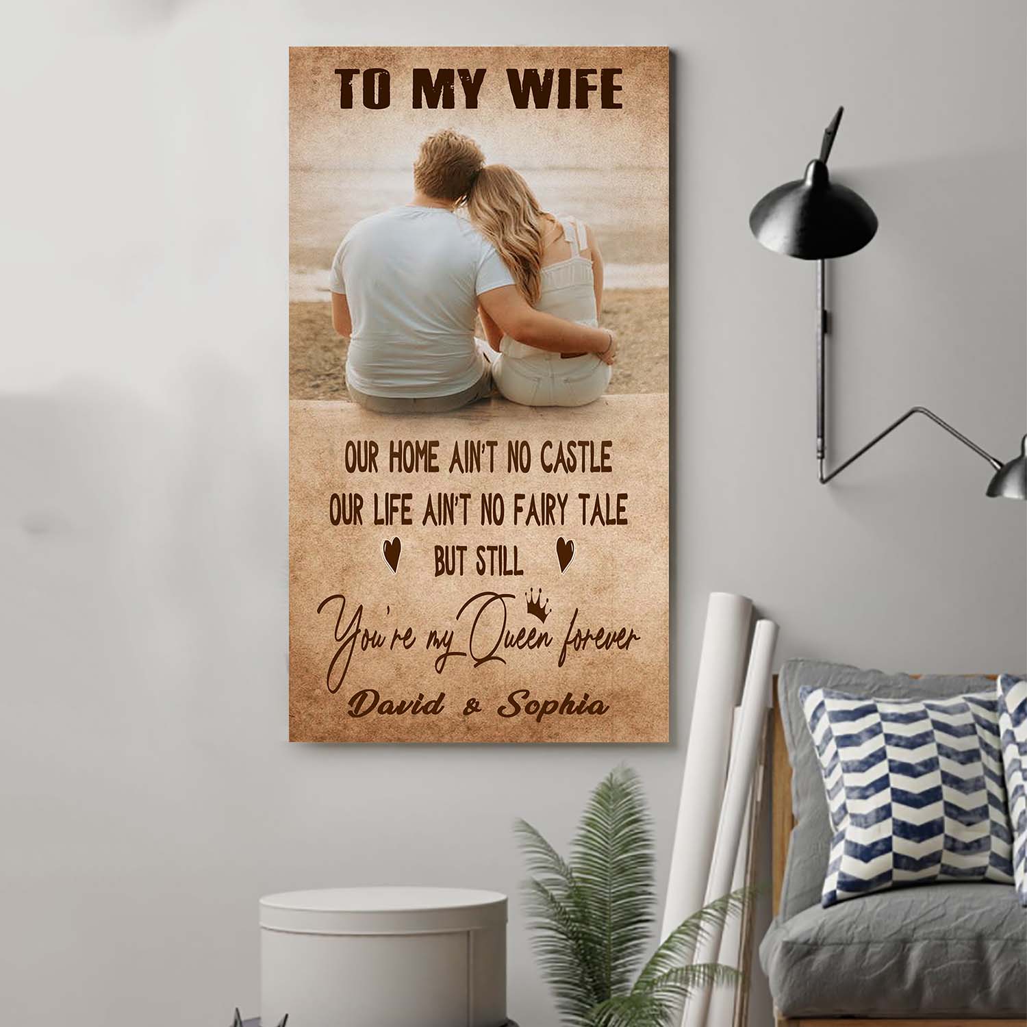 (X23) TO MY WIFE-YOU ARE MY QUEEN FOREVER-Carl & Ellie-UP - CANVAS POSTER