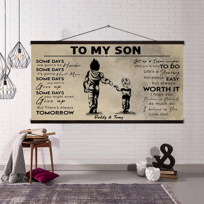 (CV41) TO MY DAD- SON- DRAGON BALL - GOKU - VIKING - BIKER- PICOLO- CANVAS POSTER