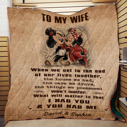 (C1) Carl & Ellie-UP (2009 film) - TO MY WIFE-I HAD YOU AND YOU HAD ME-BLANKET- CANVAS - POSTER -FAMILY- MICKEY-VIKING