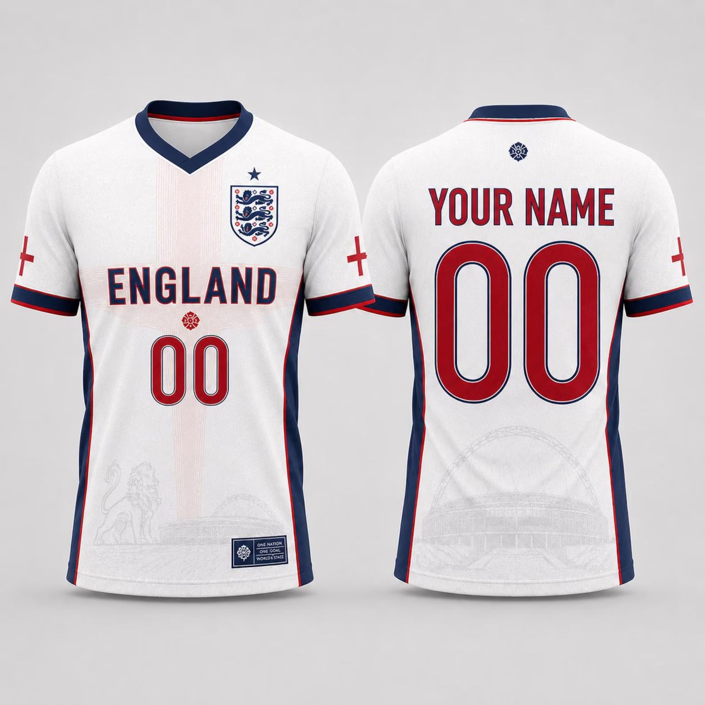 EL1 Custom England World cup Football Comfort Shirt, Custom Name Number Soccer Jersey, English Football Fan Gift for Him, Custom UK Soccer Kit Men Women