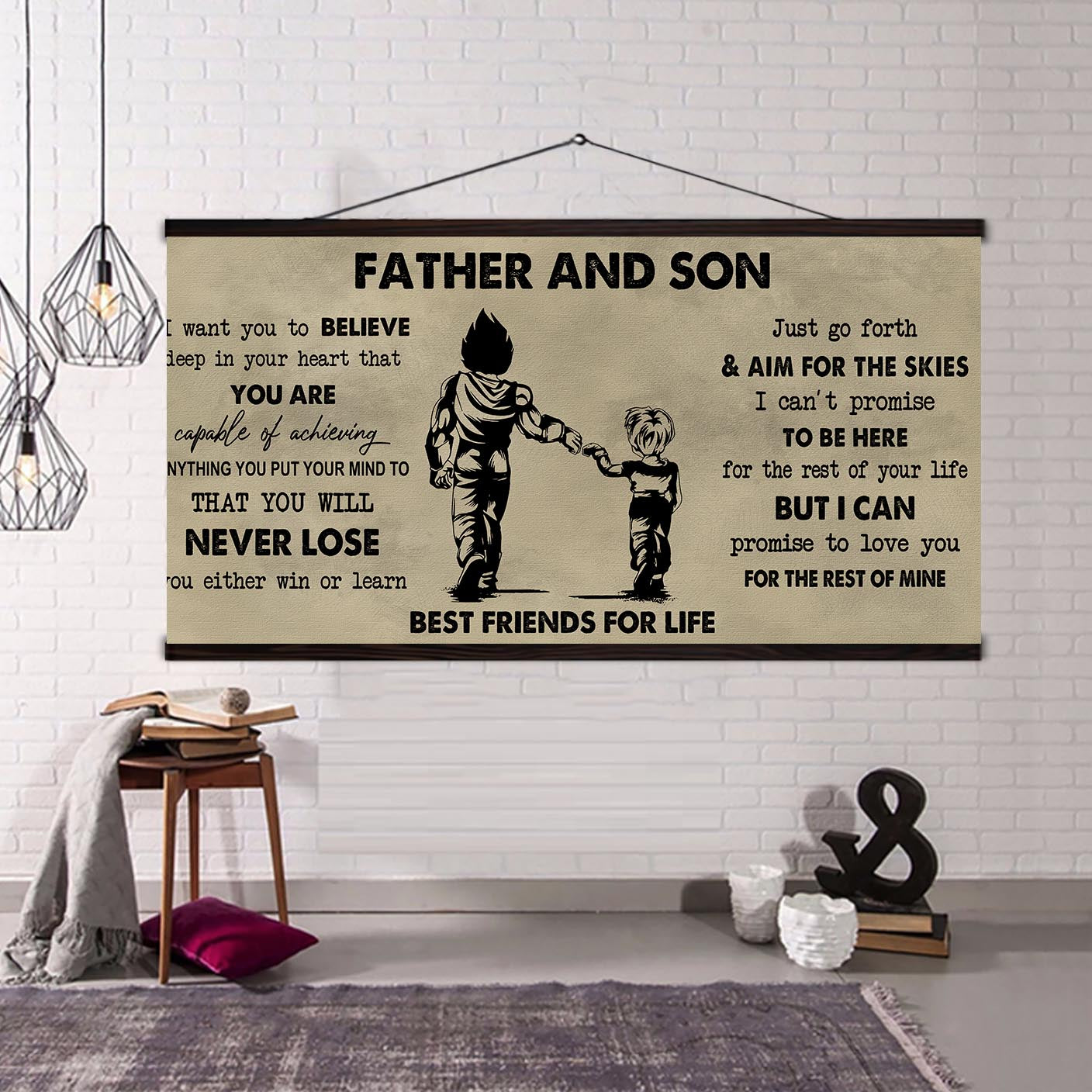 (NV1) TO MY SON-FATHER AND SON- NEVER LOSE- DRAGON BALL - GOKU - FAMILY -CANVAS POSTER