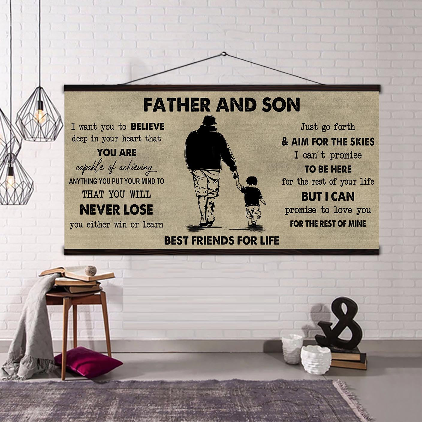 (NV1) TO MY SON-FATHER AND SON- NEVER LOSE- DRAGON BALL - GOKU - FAMILY -CANVAS POSTER