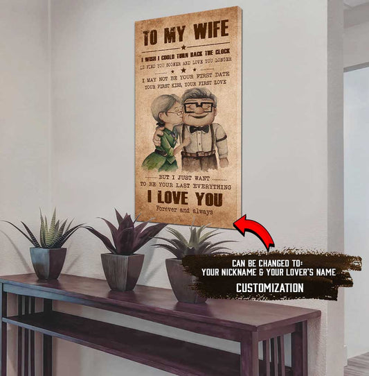 (X20) TO MY WIFE-I WISH COULD TURN ON THE CLOCK-Carl & Ellie-UP - CANVAS POSTER