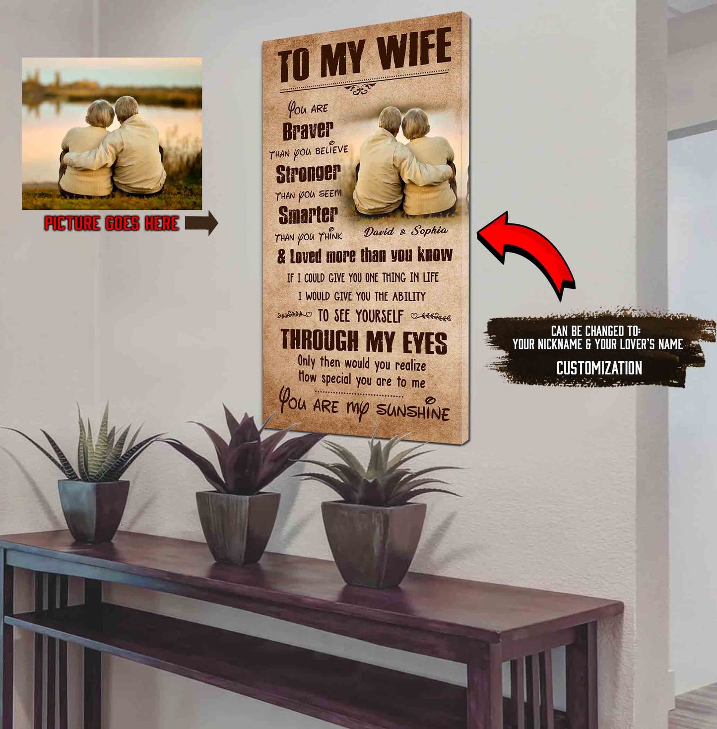 (X14)Carl & Ellie-UP - TO MY WIFE- You Are Braver Than You Believe - CANVAS - POSTER