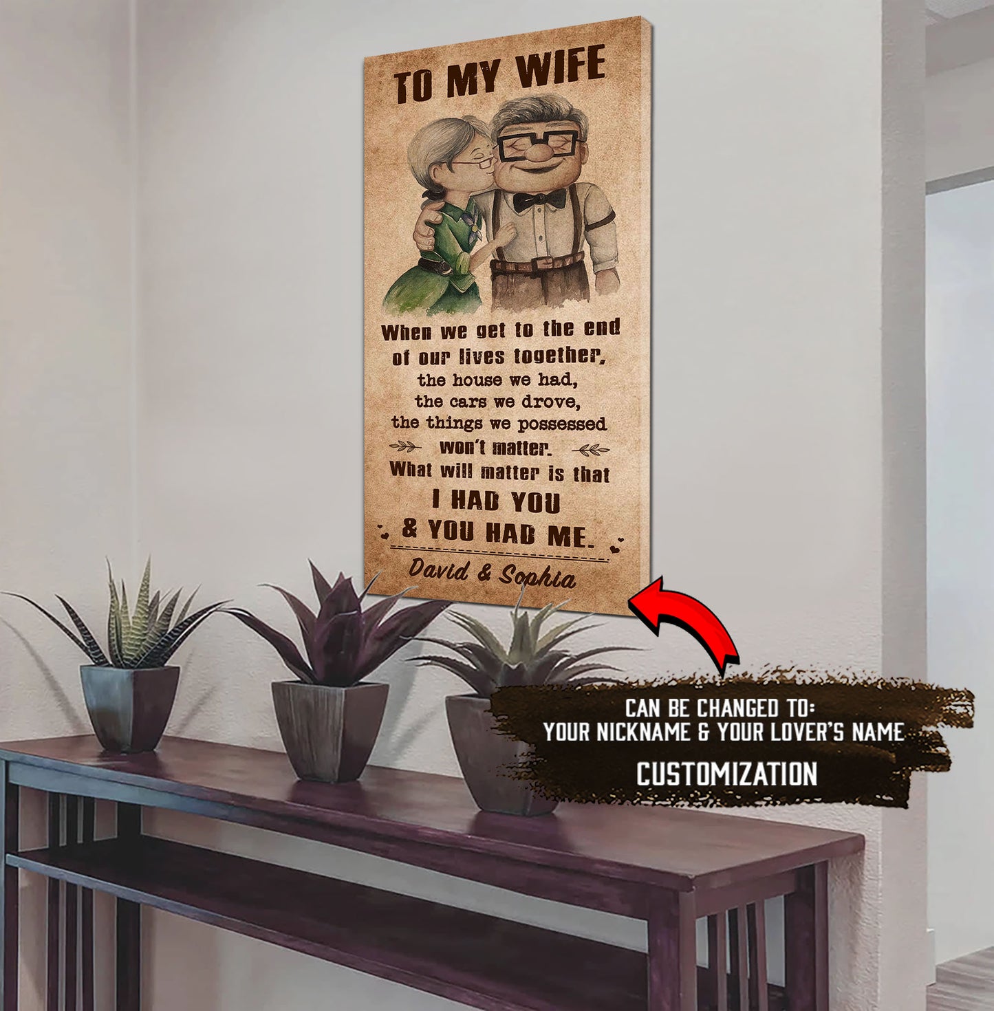 (X1) Carl & Ellie-UP (2009 film) - TO MY WIFE-I HAD YOU AND YOU HAD ME- CANVAS - POSTER