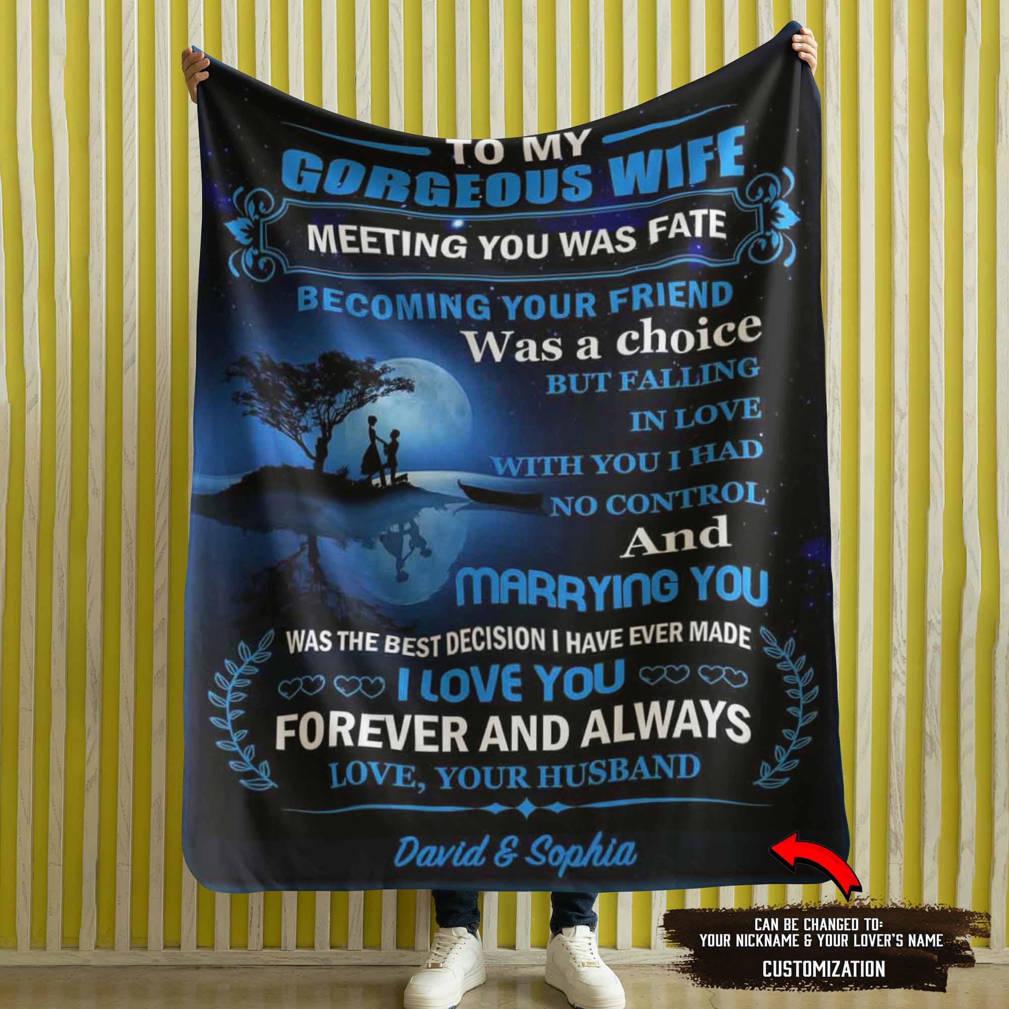 (C2)  - TO MY GORGEOUS WIFE - MEETING YOU WAS FATE-BLANKET- CANVAS - POSTER (Copy)