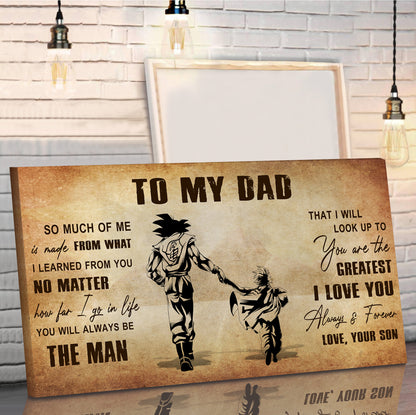 (CV28) TO MY DAD- SON- DRAGON BALL - GOKU - VIKING - CANVAS POSTER