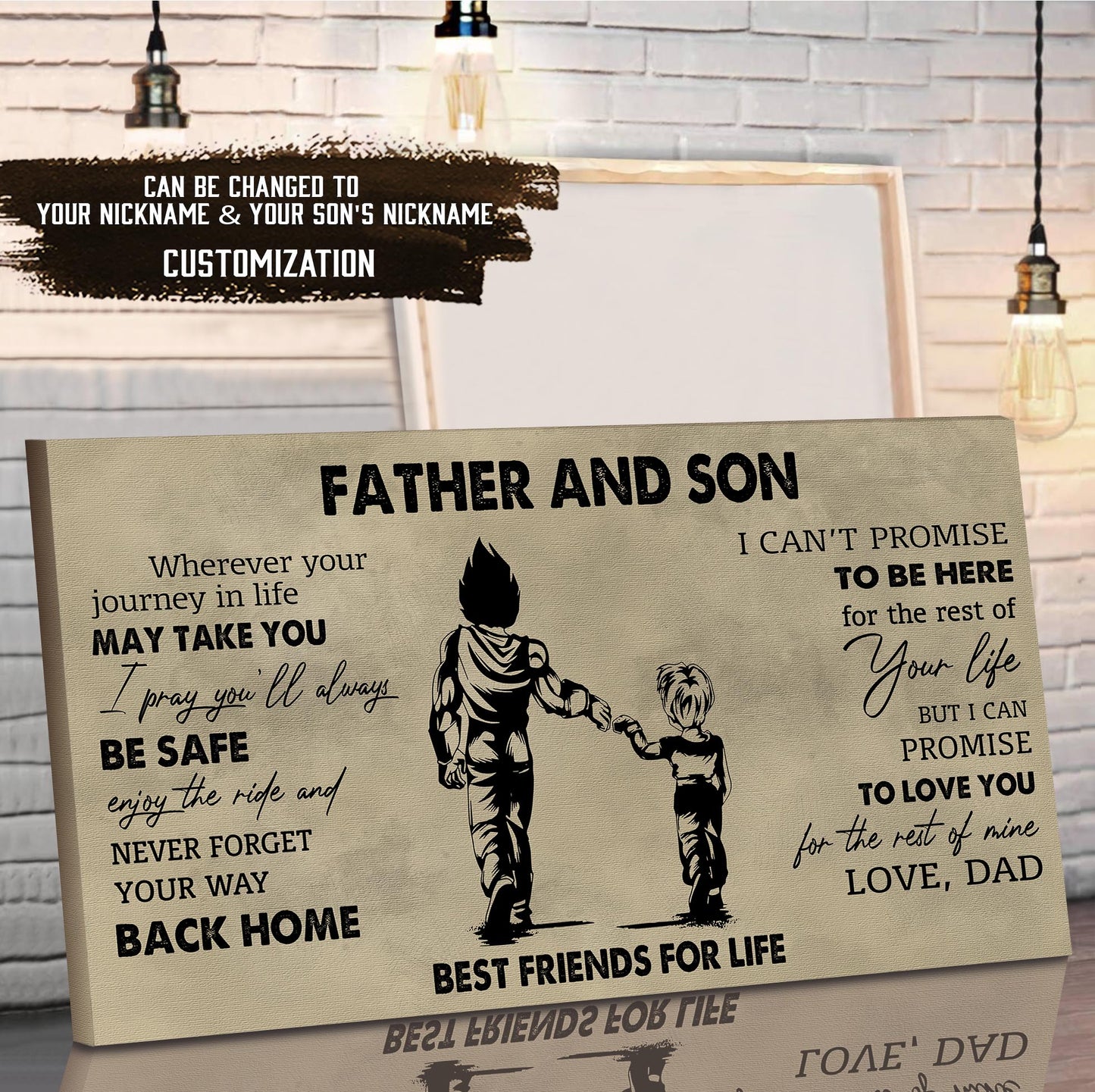 (NV2) TO MY SON-FATHER AND SON- NEVER LOSE- DRAGON BALL - GOKU - FAMILY -CANVAS POSTER
