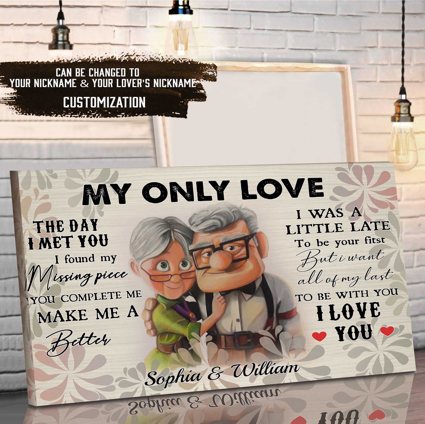 (T1) Carl & Ellie-UP (2009 film) - TO MY WIFE-THE DAY I MET YOU- I FOUND MISSING PEACE- CANVAS - POSTER