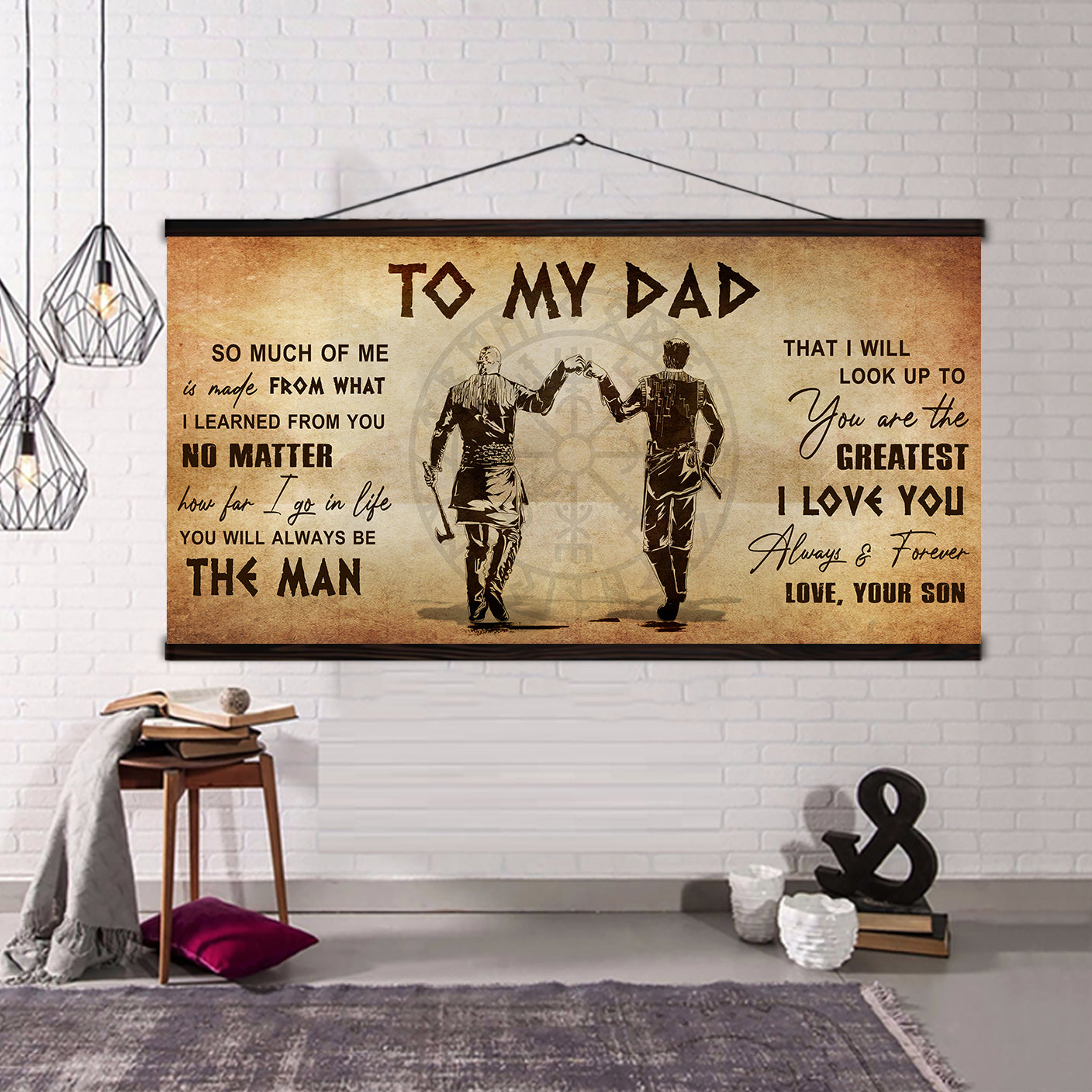 (CV28) TO MY DAD- SON- DRAGON BALL - GOKU - VIKING - CANVAS POSTER