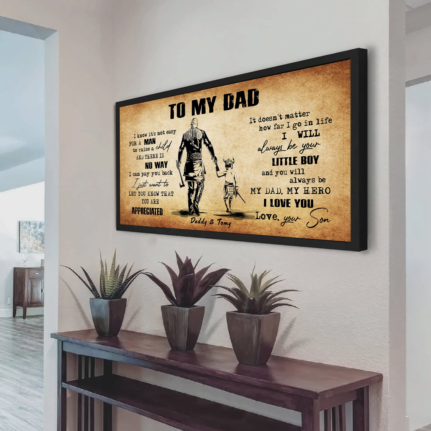 (CV48) TO MY DAD- I KNOW IT IS NOT EASY- SON- DRAGON BALL - GOKU - VIKING - CANVAS POSTER