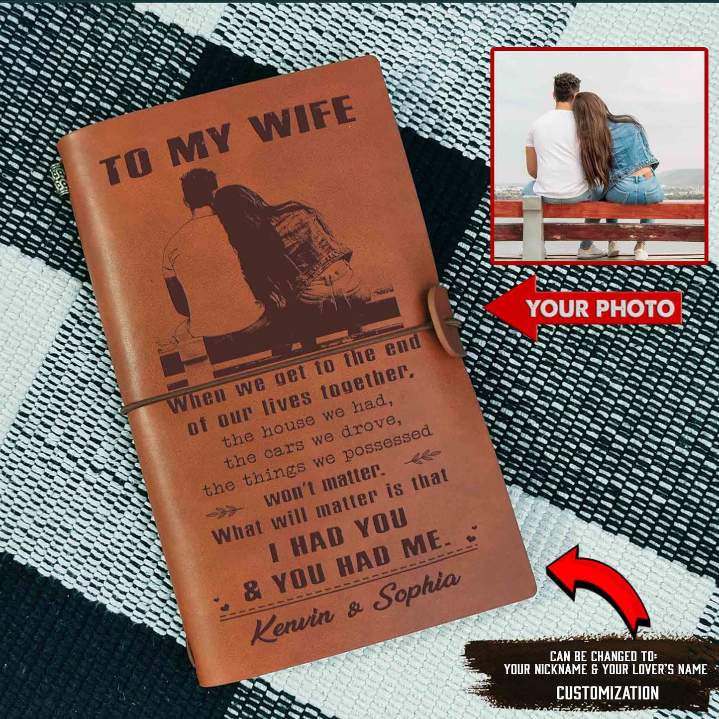 N3 To My Wife Journal, Girlfriend, Christmas Gift, Vintage Journal, Custom Notebook, Sketchbook, 1st Anniversary Gift