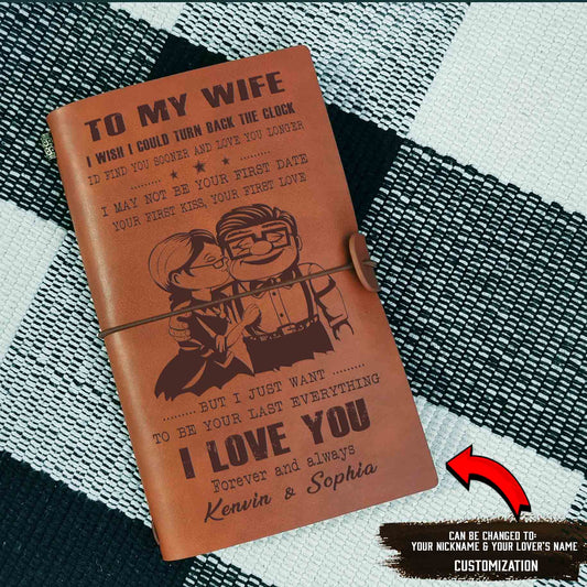 N4 I With I Could Turn Back The Clock  Journal, Girlfriend, Christmas Gift, Vintage Journal, Custom Notebook, Sketchbook, 1st Anniversary Gift