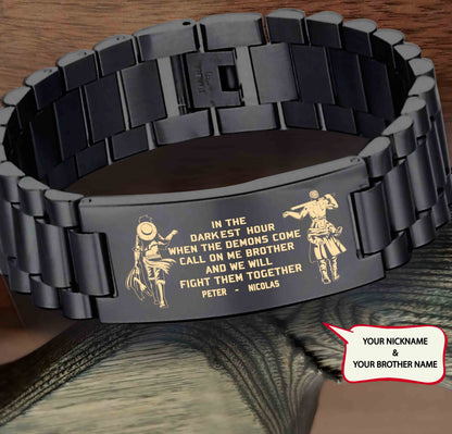 Bra2 Call on me Brother - Goku Vegeta - Soldier -Samurai- One Piece- Naruto- Warrior- Engraved Bracelet All Style