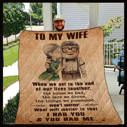 (C1) Carl & Ellie-UP (2009 film) - TO MY WIFE-I HAD YOU AND YOU HAD ME-BLANKET- CANVAS - POSTER -FAMILY- MICKEY-VIKING