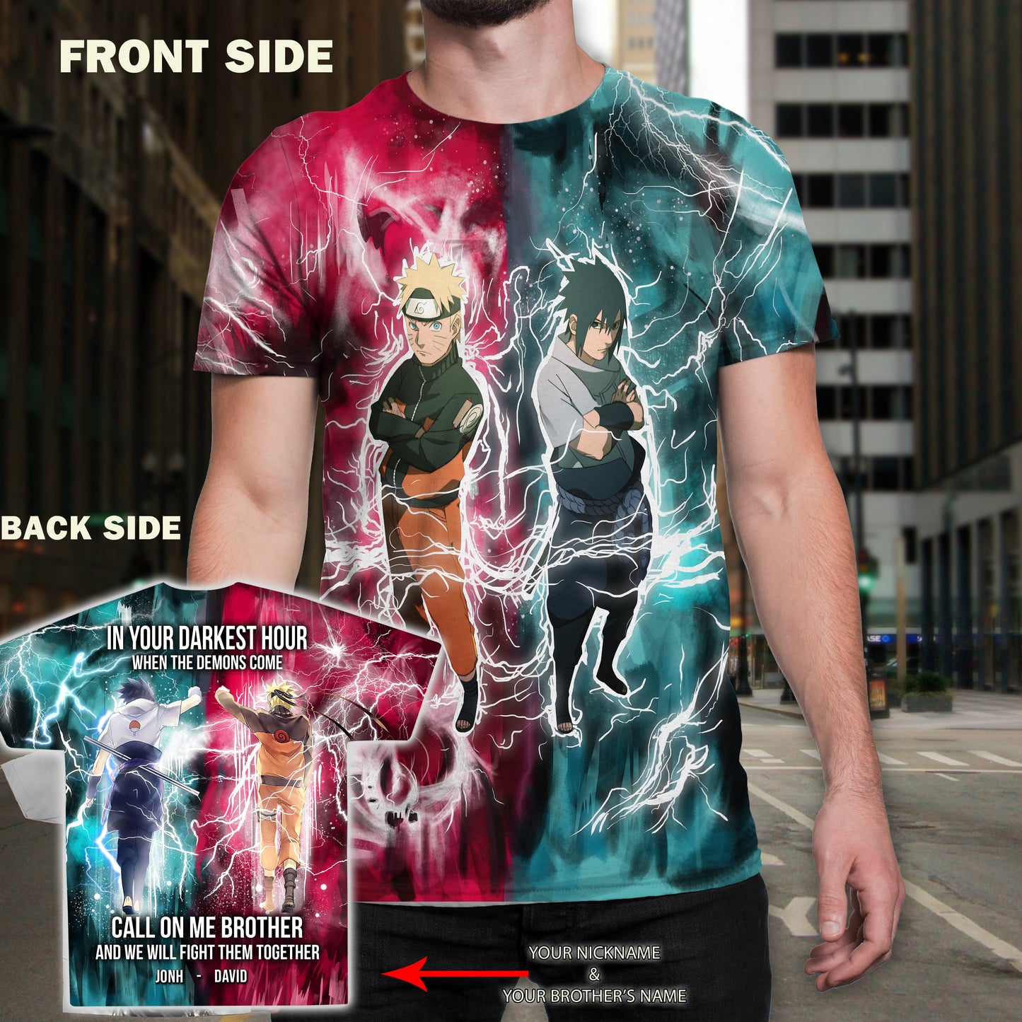 Br10 Call on me Brother- Dragon ball - Soldier- Naruto - Over Print T-Shirt All Style