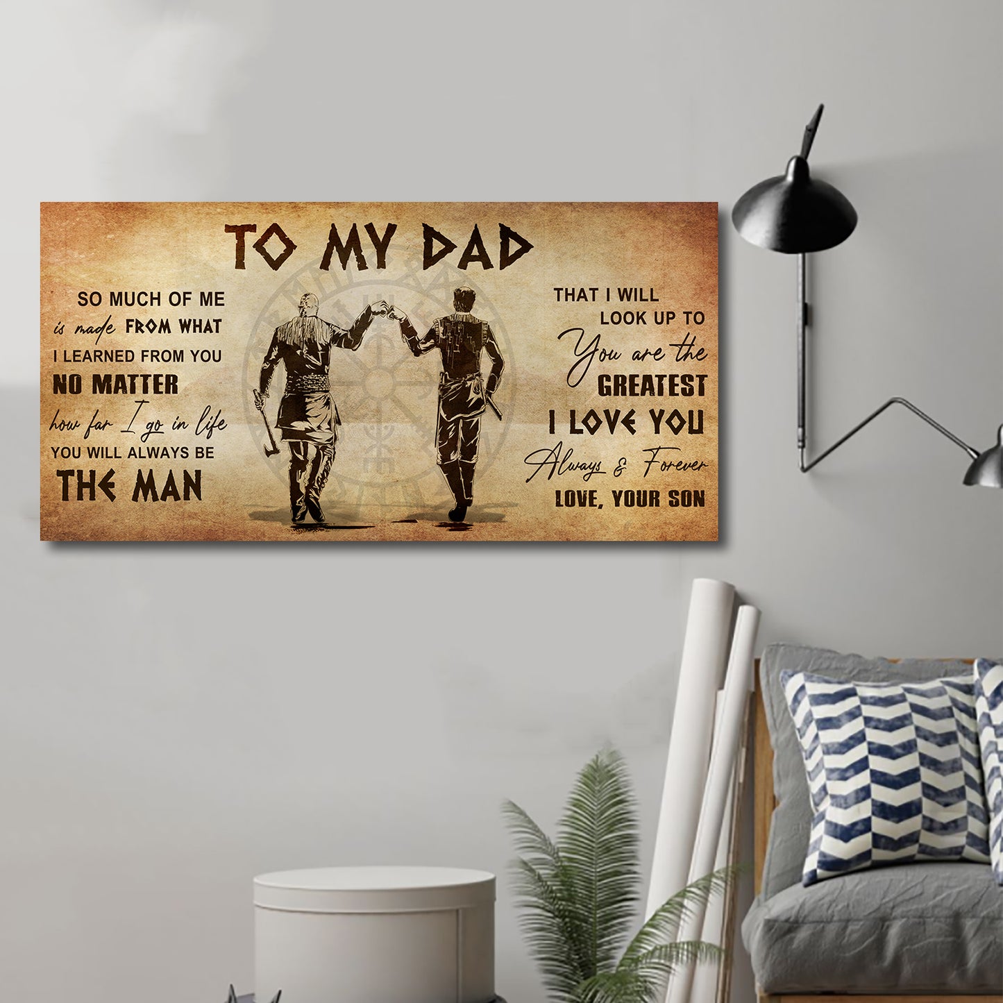 (CV28) TO MY DAD- SON- DRAGON BALL - GOKU - VIKING - CANVAS POSTER