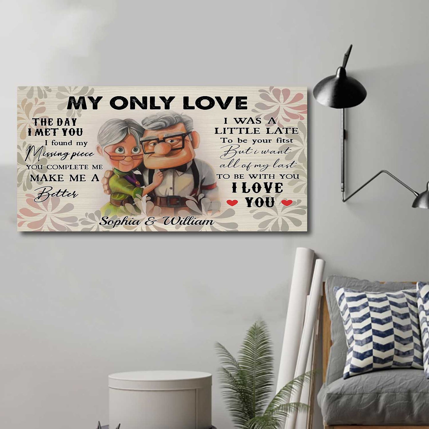 (T1) Carl & Ellie-UP (2009 film) - TO MY WIFE-THE DAY I MET YOU- I FOUND MISSING PEACE- CANVAS - POSTER