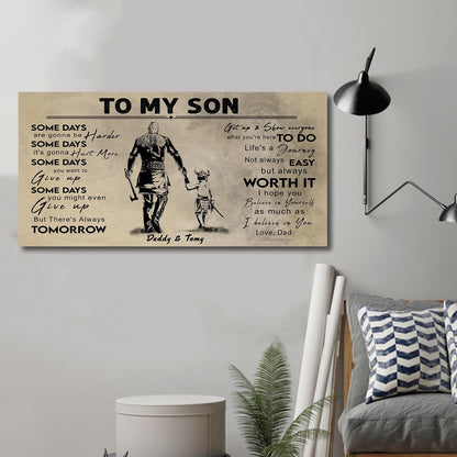 (CV41) TO MY DAD- SON- DRAGON BALL - GOKU - VIKING - BIKER- PICOLO- CANVAS POSTER