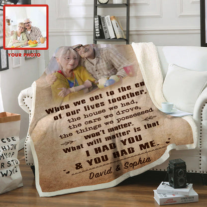 (C1) Carl & Ellie-UP (2009 film) - TO MY WIFE-I HAD YOU AND YOU HAD ME-BLANKET- CANVAS - POSTER -FAMILY- MICKEY-VIKING