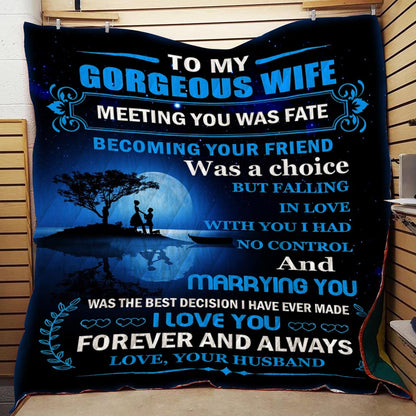 (C2)  - TO MY GORGEOUS WIFE - MEETING YOU WAS FATE-BLANKET- CANVAS - POSTER (Copy)